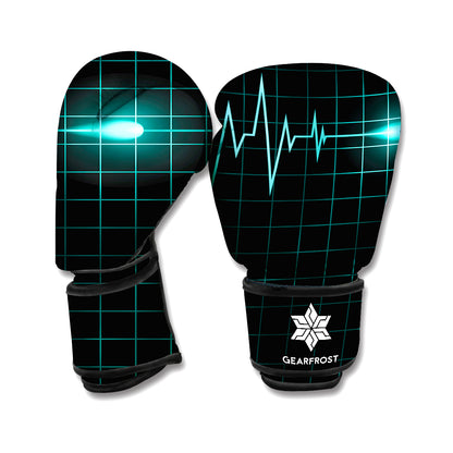 Teal Heartbeat Print Boxing Gloves