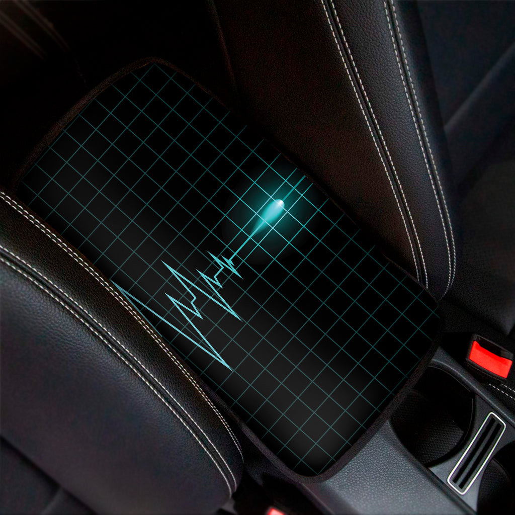 Teal Heartbeat Print Car Center Console Cover
