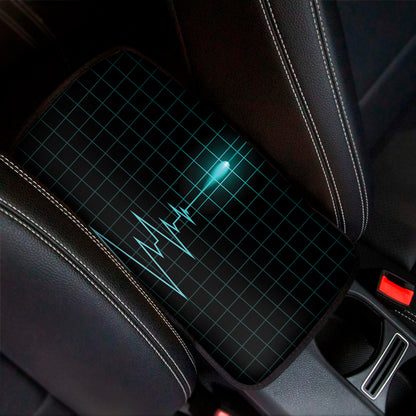 Teal Heartbeat Print Car Center Console Cover