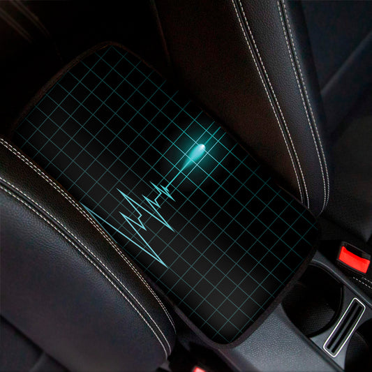 Teal Heartbeat Print Car Center Console Cover