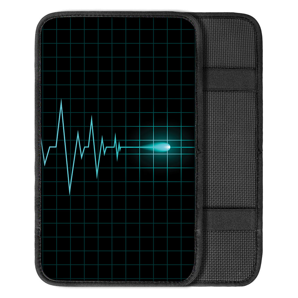 Teal Heartbeat Print Car Center Console Cover