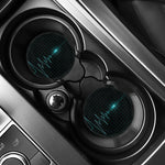 Teal Heartbeat Print Car Coasters