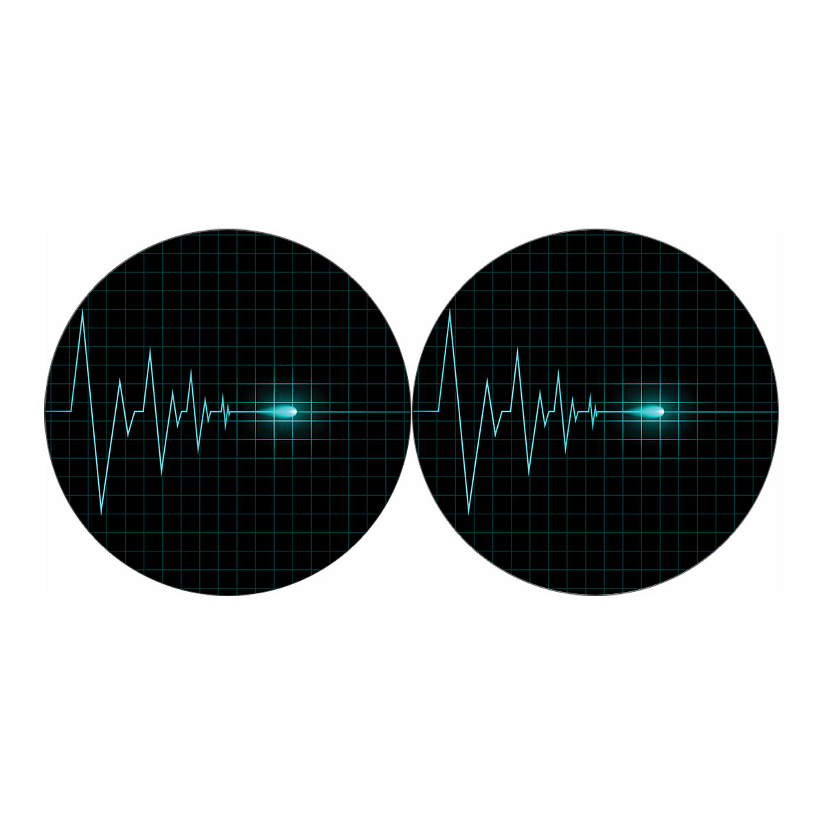 Teal Heartbeat Print Car Coasters