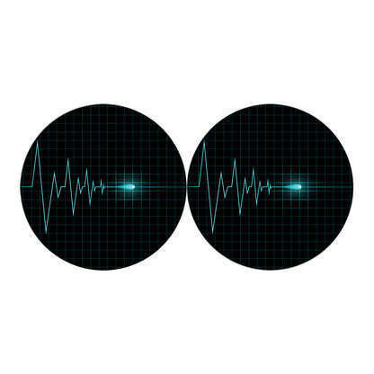Teal Heartbeat Print Car Coasters