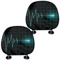 Teal Heartbeat Print Car Headrest Covers