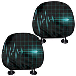 Teal Heartbeat Print Car Headrest Covers