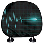 Teal Heartbeat Print Car Headrest Covers