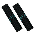 Teal Heartbeat Print Car Seat Belt Covers