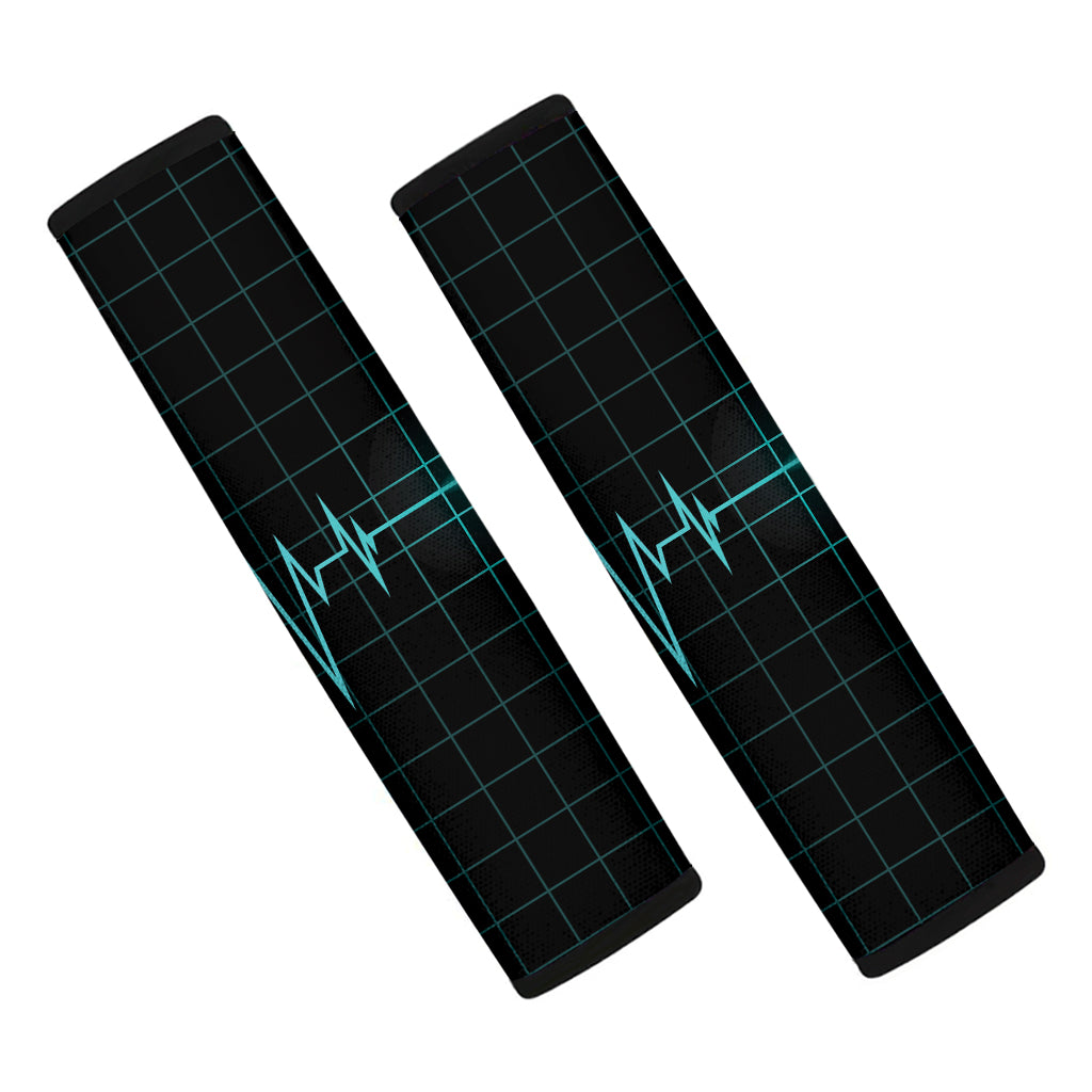 Teal Heartbeat Print Car Seat Belt Covers