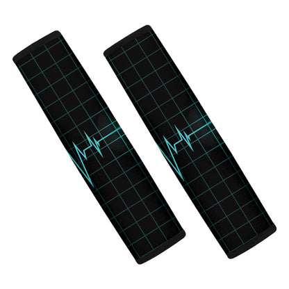 Teal Heartbeat Print Car Seat Belt Covers
