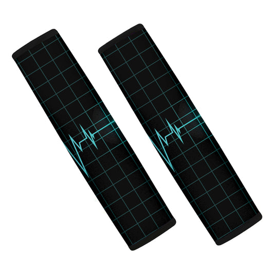 Teal Heartbeat Print Car Seat Belt Covers
