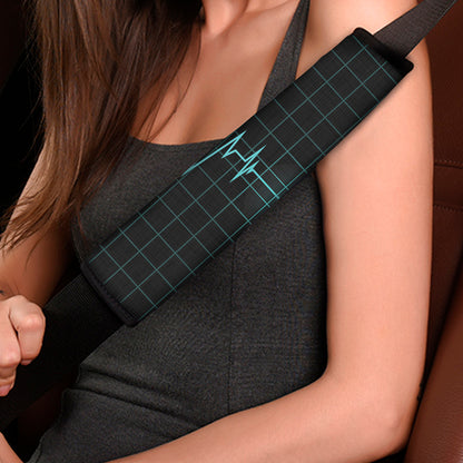 Teal Heartbeat Print Car Seat Belt Covers