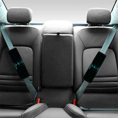 Teal Heartbeat Print Car Seat Belt Covers