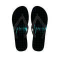 Teal Heartbeat Print Flip Flops
