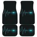 Teal Heartbeat Print Front and Back Car Floor Mats