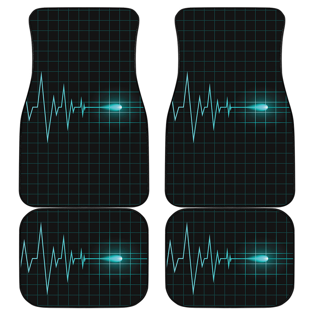 Teal Heartbeat Print Front and Back Car Floor Mats