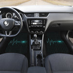 Teal Heartbeat Print Front and Back Car Floor Mats