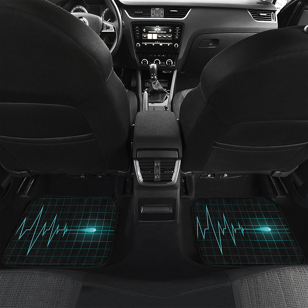 Teal Heartbeat Print Front and Back Car Floor Mats