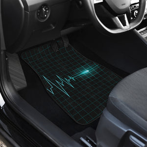 Teal Heartbeat Print Front and Back Car Floor Mats