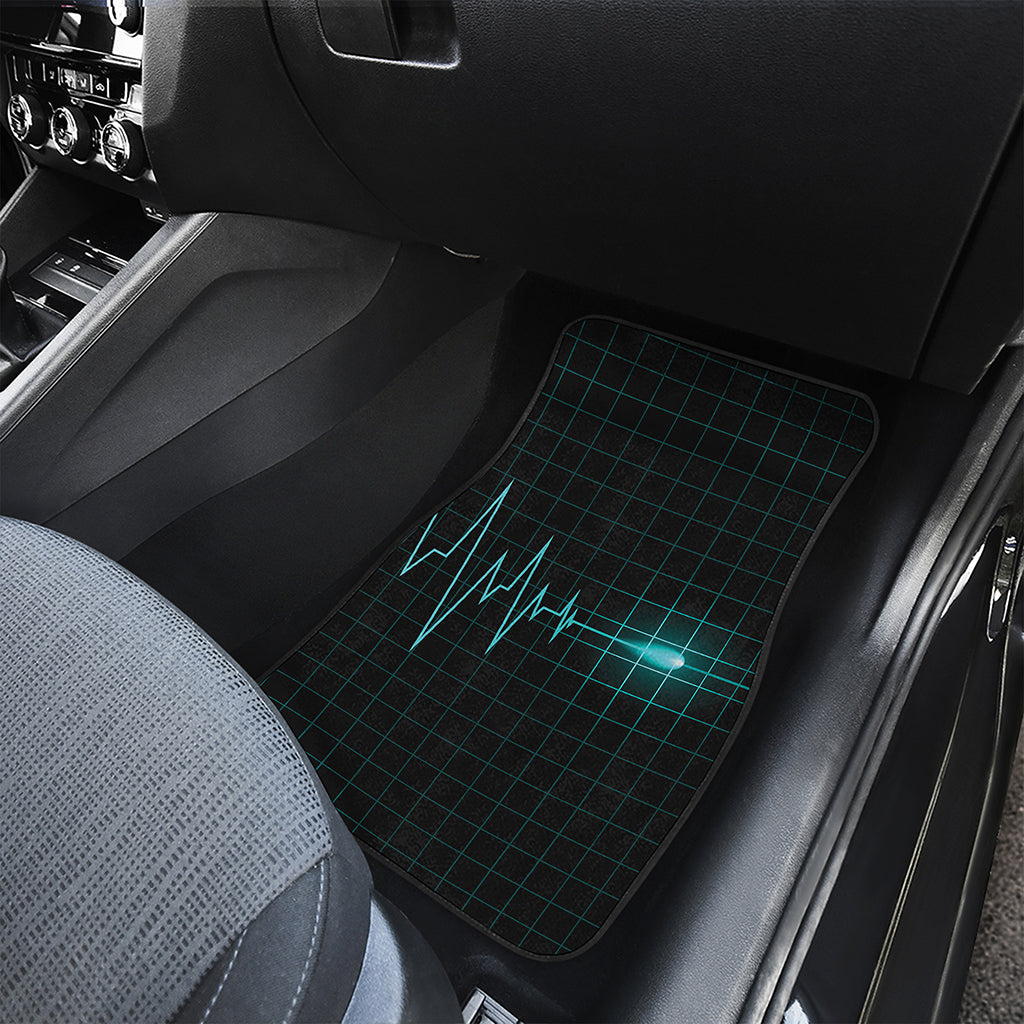 Teal Heartbeat Print Front and Back Car Floor Mats