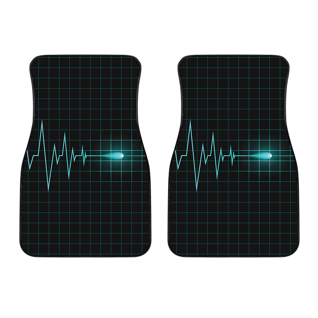 Teal Heartbeat Print Front Car Floor Mats