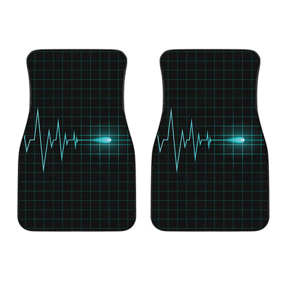 Teal Heartbeat Print Front Car Floor Mats