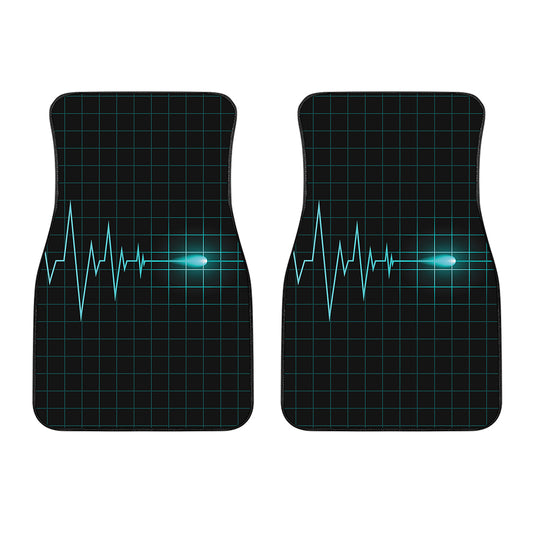 Teal Heartbeat Print Front Car Floor Mats