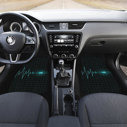 Teal Heartbeat Print Front Car Floor Mats