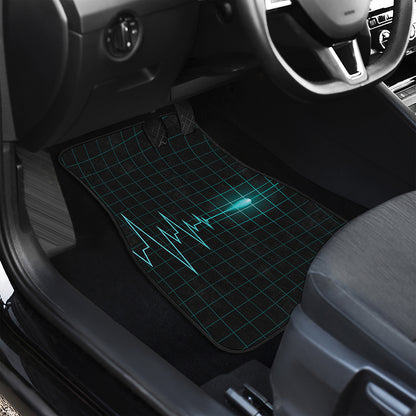 Teal Heartbeat Print Front Car Floor Mats