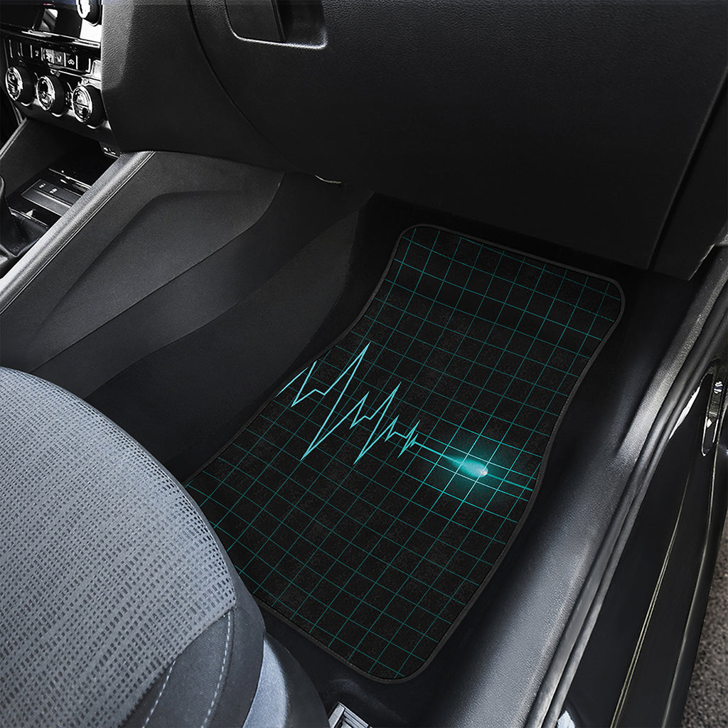 Teal Heartbeat Print Front Car Floor Mats