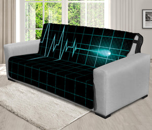 Teal Heartbeat Print Futon Protector