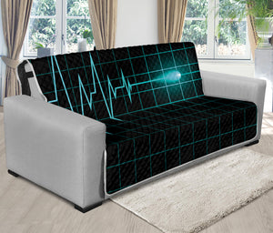 Teal Heartbeat Print Futon Protector