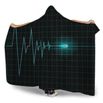Teal Heartbeat Print Hooded Blanket