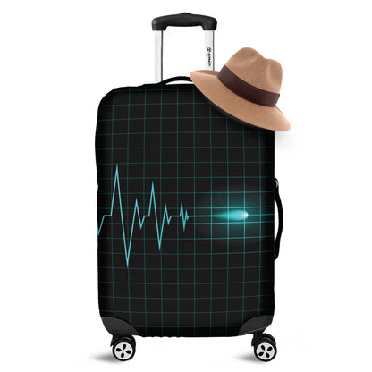 Teal Heartbeat Print Luggage Cover