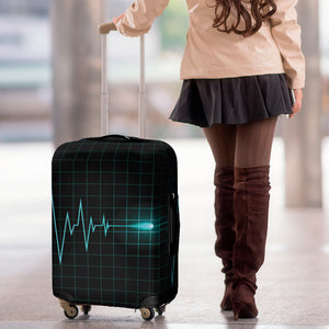 Teal Heartbeat Print Luggage Cover
