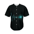 Teal Heartbeat Print Men's Baseball Jersey