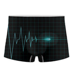 Teal Heartbeat Print Men's Boxer Briefs