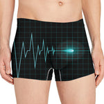 Teal Heartbeat Print Men's Boxer Briefs