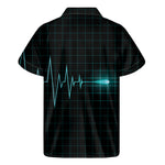 Teal Heartbeat Print Men's Short Sleeve Shirt