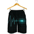 Teal Heartbeat Print Men's Shorts