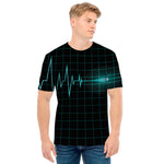 Teal Heartbeat Print Men's T-Shirt