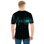 Teal Heartbeat Print Men's T-Shirt