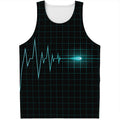 Teal Heartbeat Print Men's Tank Top