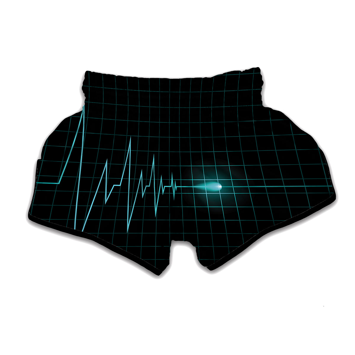 Teal Heartbeat Print Muay Thai Boxing Shorts