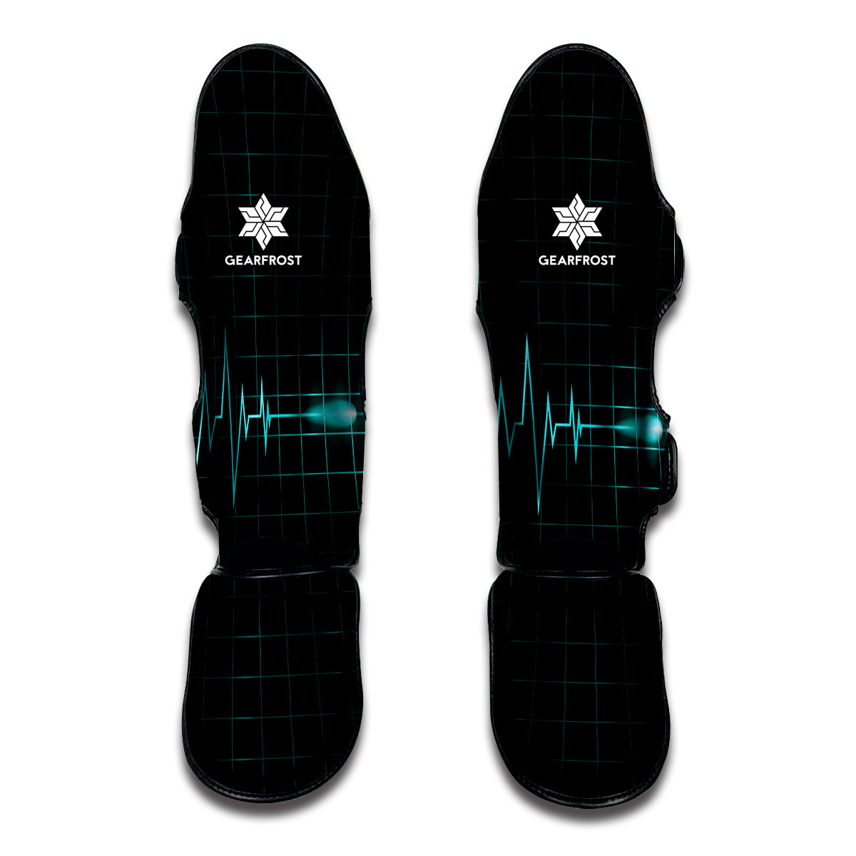 Teal Heartbeat Print Muay Thai Shin Guard