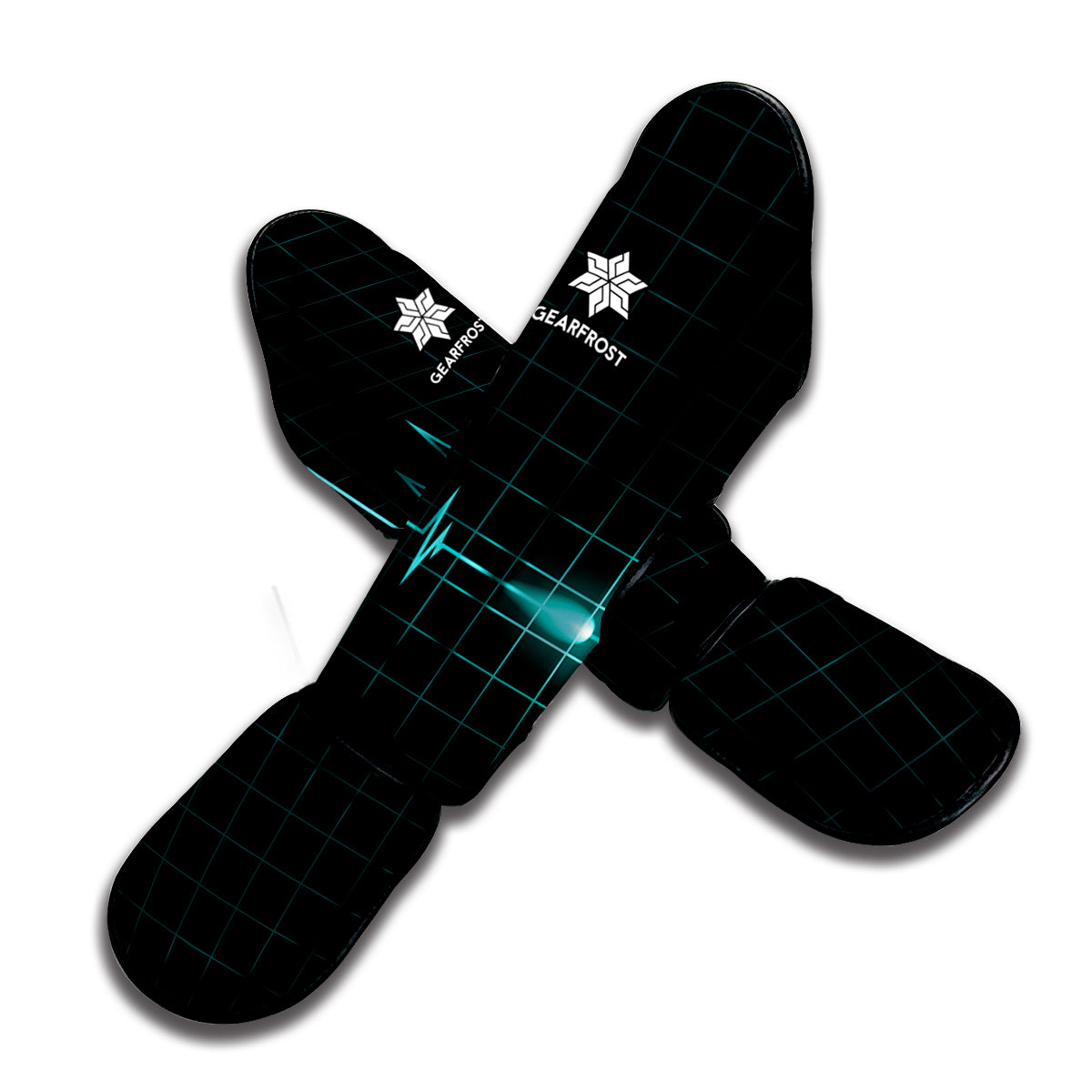 Teal Heartbeat Print Muay Thai Shin Guard