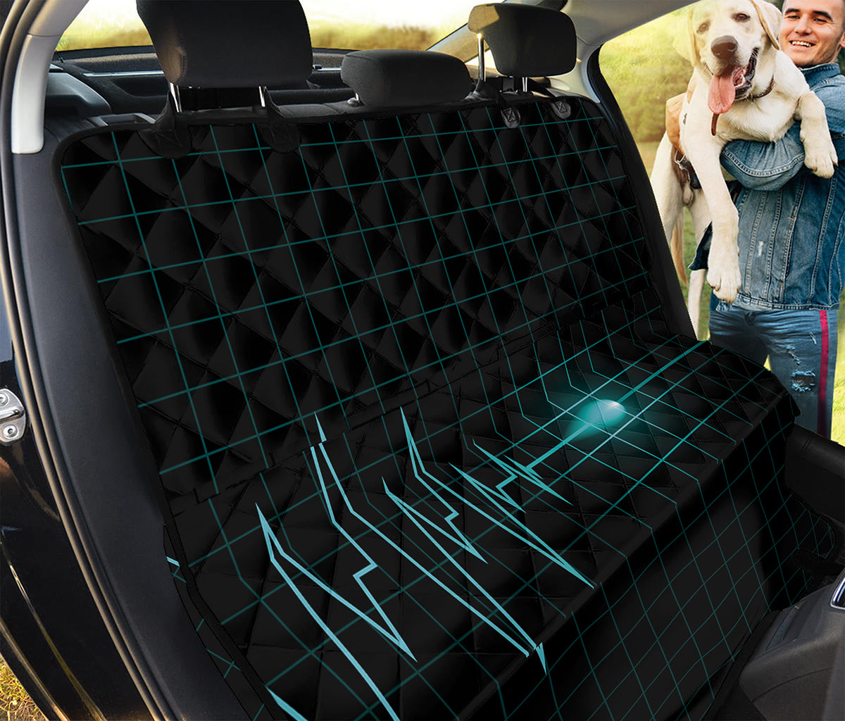 Teal Heartbeat Print Pet Car Back Seat Cover