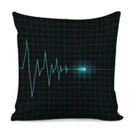 Teal Heartbeat Print Pillow Cover