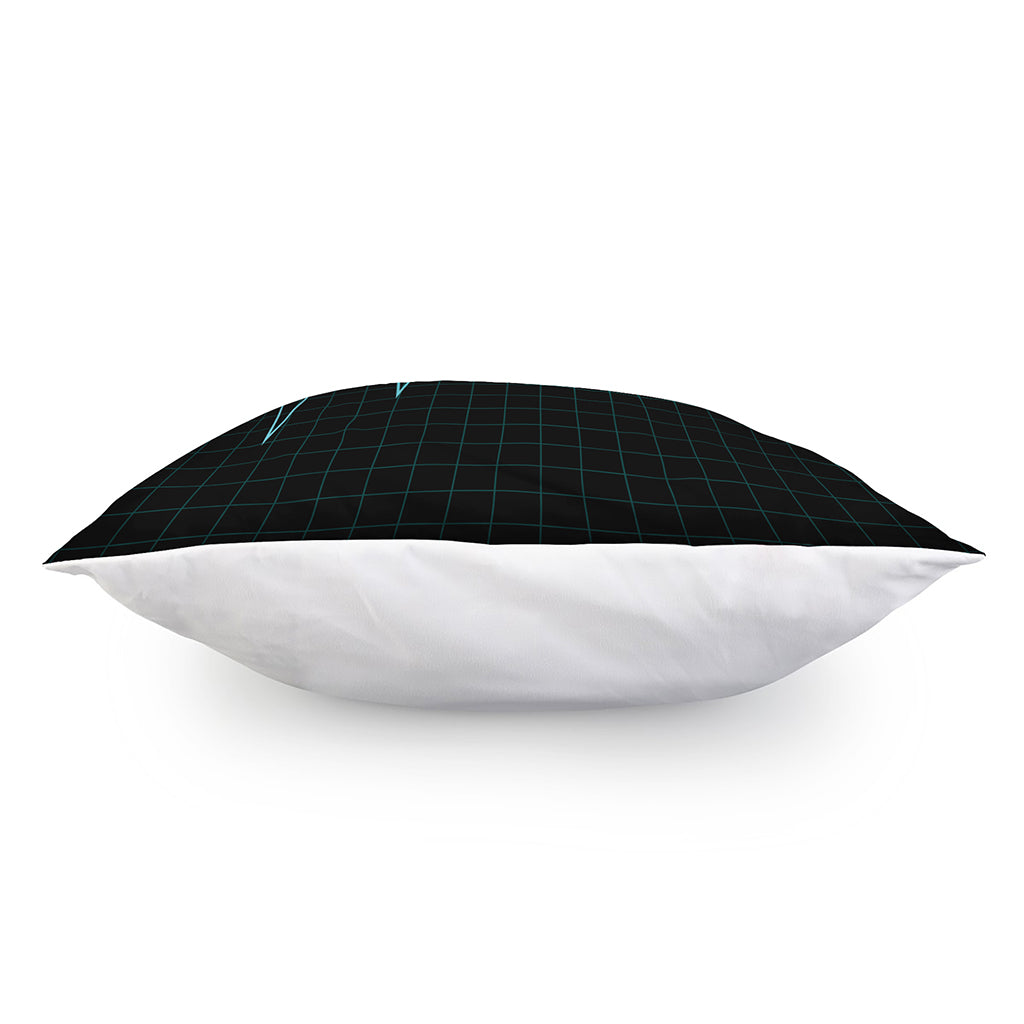 Teal Heartbeat Print Pillow Cover