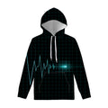 Teal Heartbeat Print Pullover Hoodie